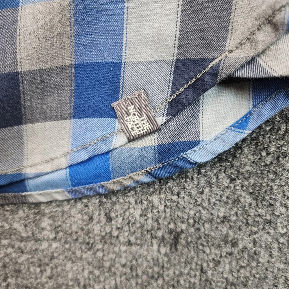 The North Face Mens Blue Plaid Flannel Workwear Gorpcore Outdoor Shirt Large